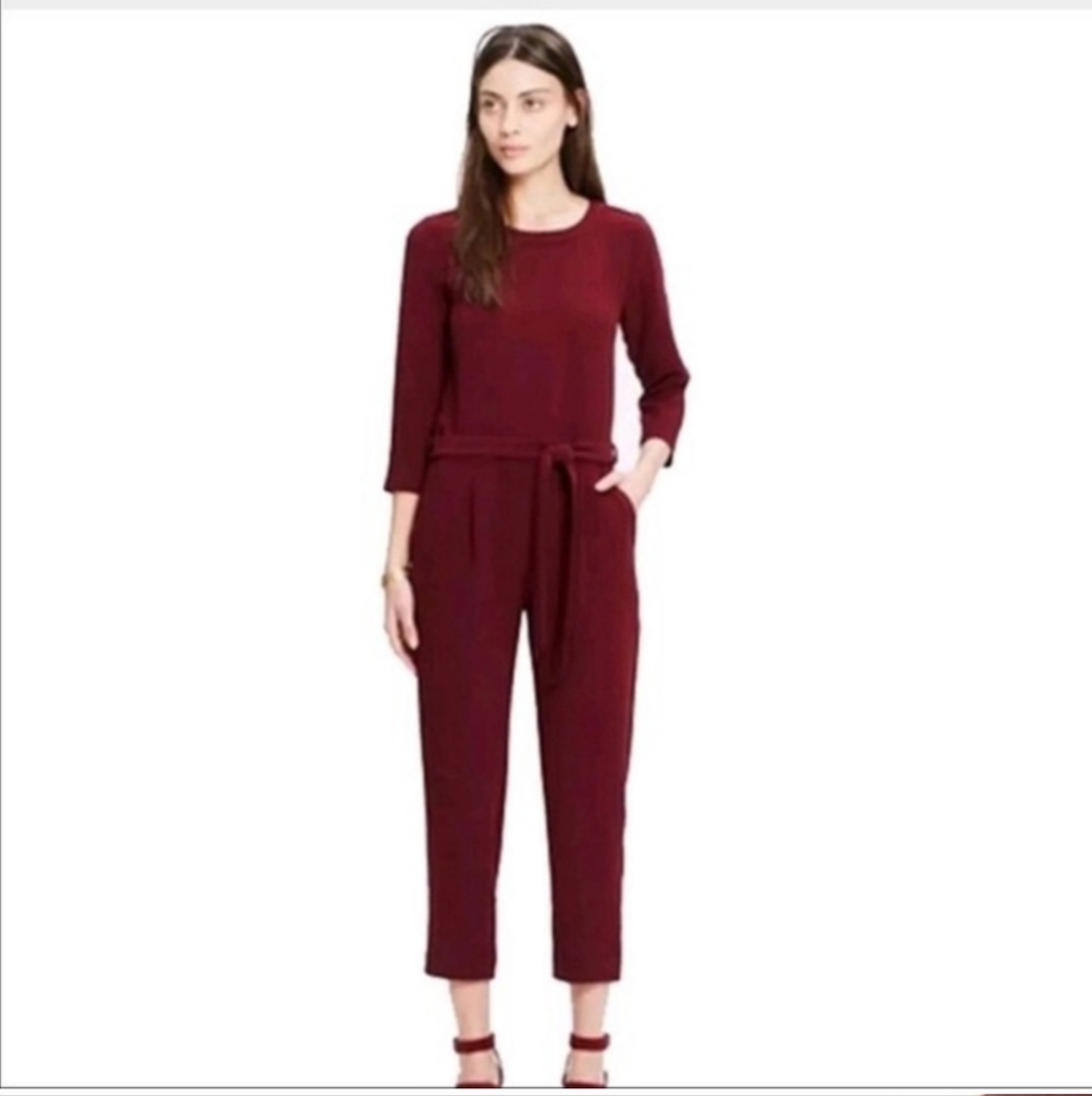 Madewell Sloan Jumpsuit Burgundy Size 8